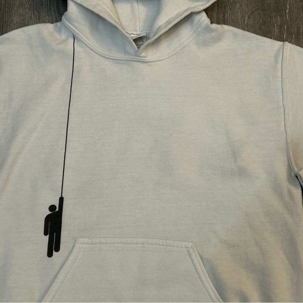Billie Eilish OG Hanging Blohsh Merch Rare Vtg White Gildan Hoodie Size Small - Picture 2 of 8